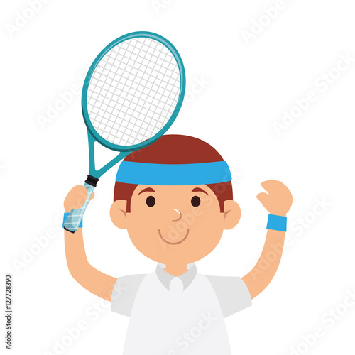 tennis player character icon vector illustration design