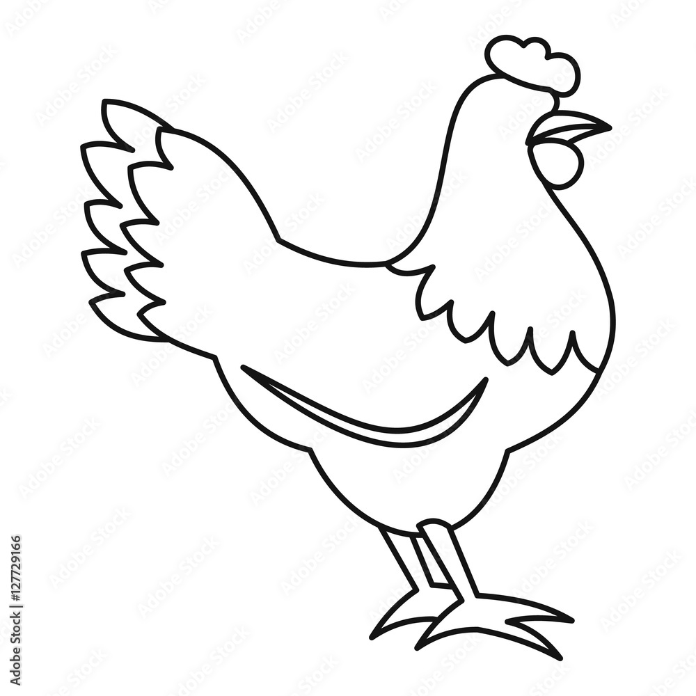 Hen icon. Outline illustration of hen vector icon for web design