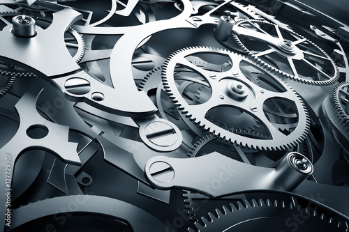 Canvas Print Inside mechanism, clockwork with working gears.
