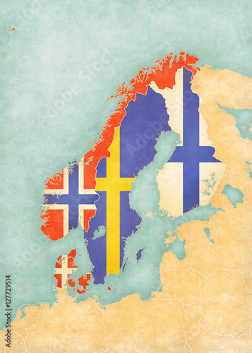 Fotografie Map of Scandinavia - All Countries