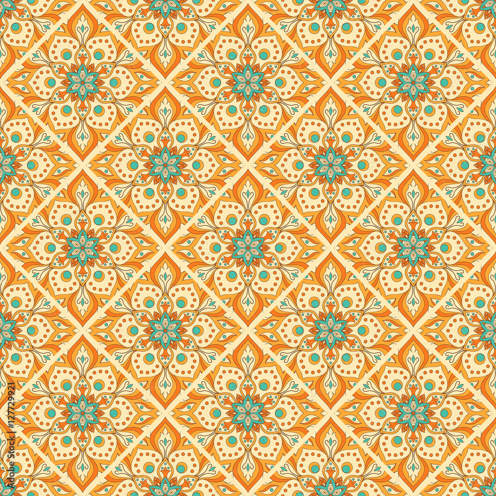 Seamless hand drawn mandala pattern.