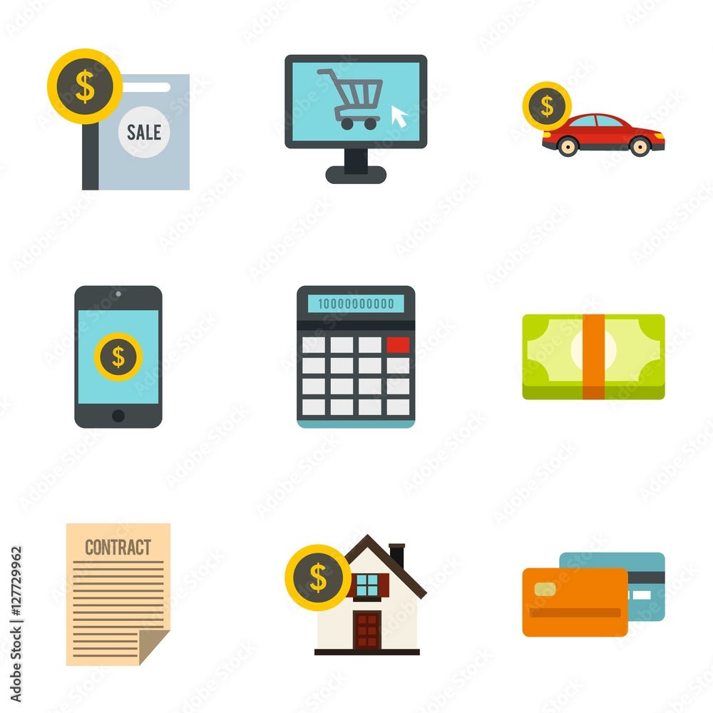 Funding icons set. Flat illustration of 9 funding vector icons for web