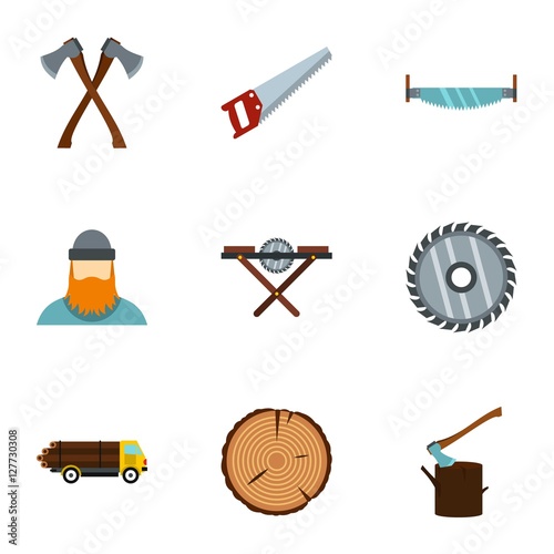 Sawing icons set. Flat illustration of 9 sawing vector icons for web