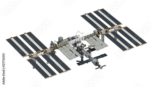 Fototapeta Naklejka Na Ścianę i Meble -  International Space Station Over White Background