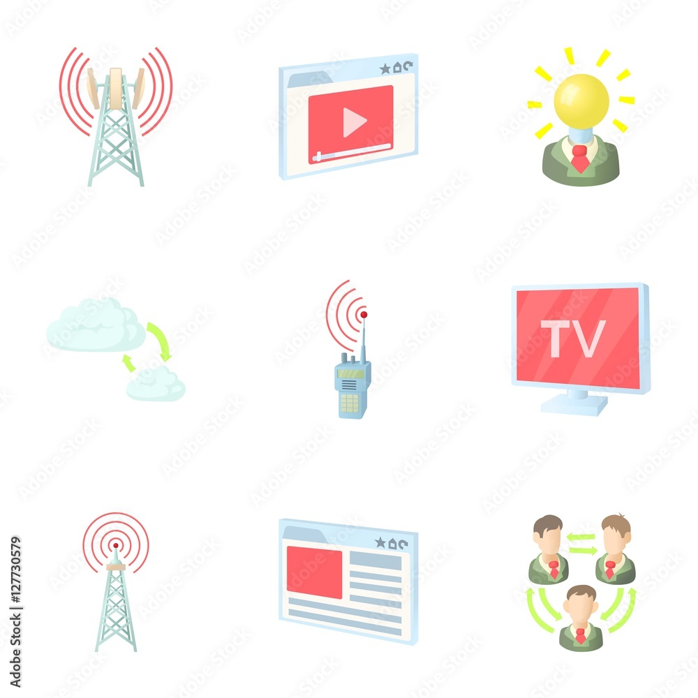 Online icons set. Cartoon illustration of 9 online vector icons for web Online icons set. Cartoon illustration of 9 online vector icons for web