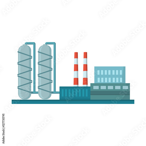 Oil refinery factory icon in cartoon style isolated on white background. Oil industry symbol stock vector illustration.