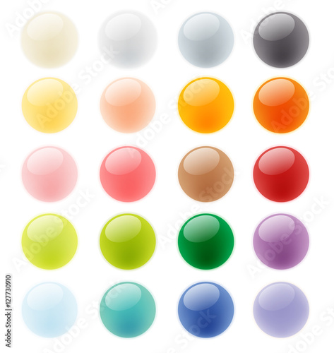 Collection set of glossy colorful button element  glass sphere t