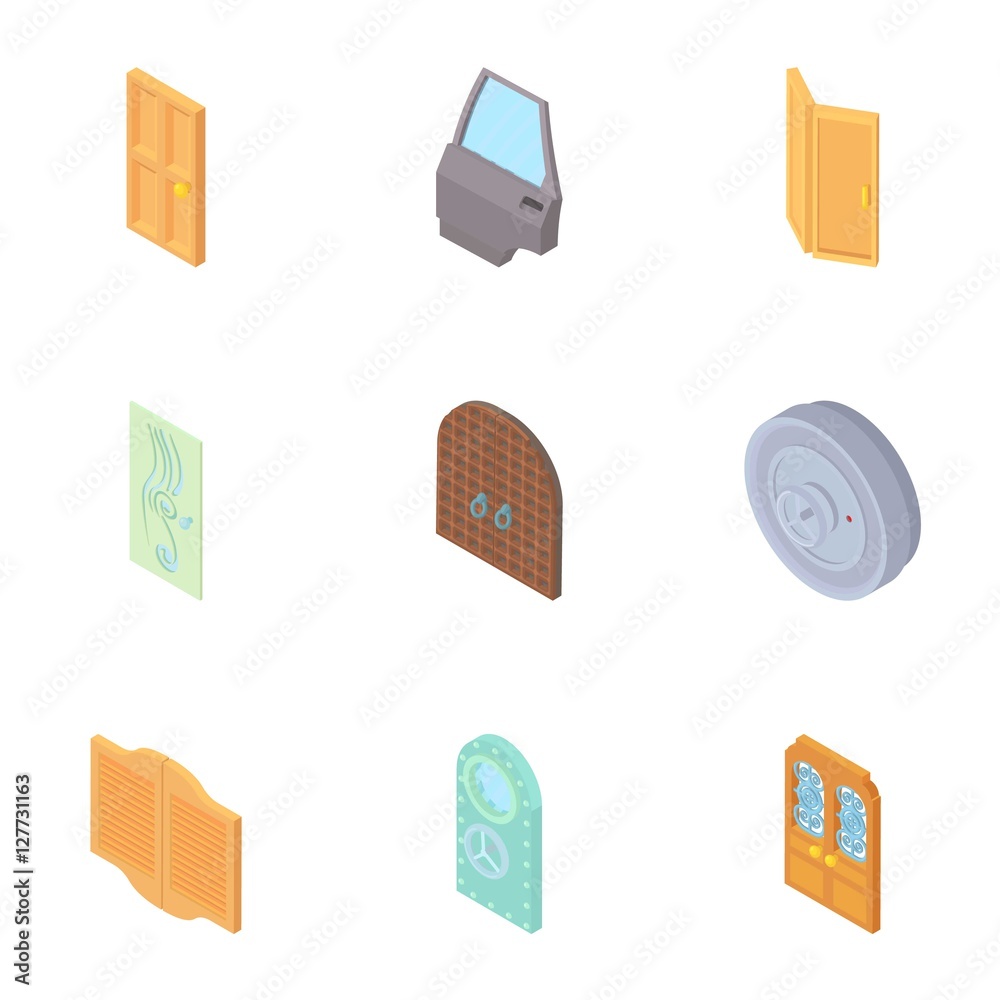 Entrance in house icons set. Cartoon illustration of 9 entrance in house vector icons for web
