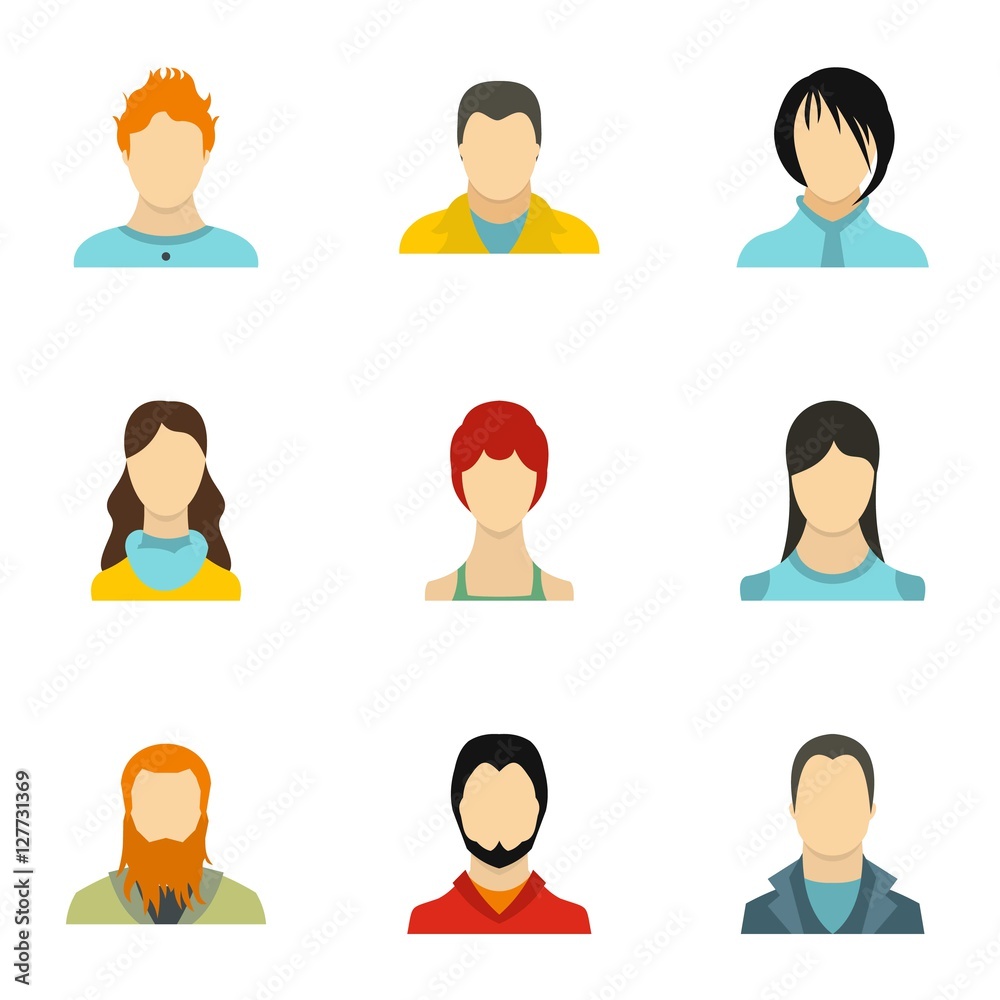 Avatar people icons set. Flat illustration of 9 avatar people vector icons for web Avatar people icons set. Flat illustration of 9 avatar people vector icons for web