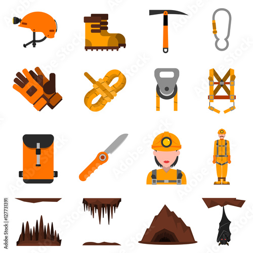 фотографія Speleology Flat Icons Set