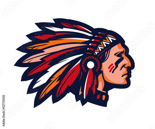 Indian chief. Logo or icon. Vector mascot