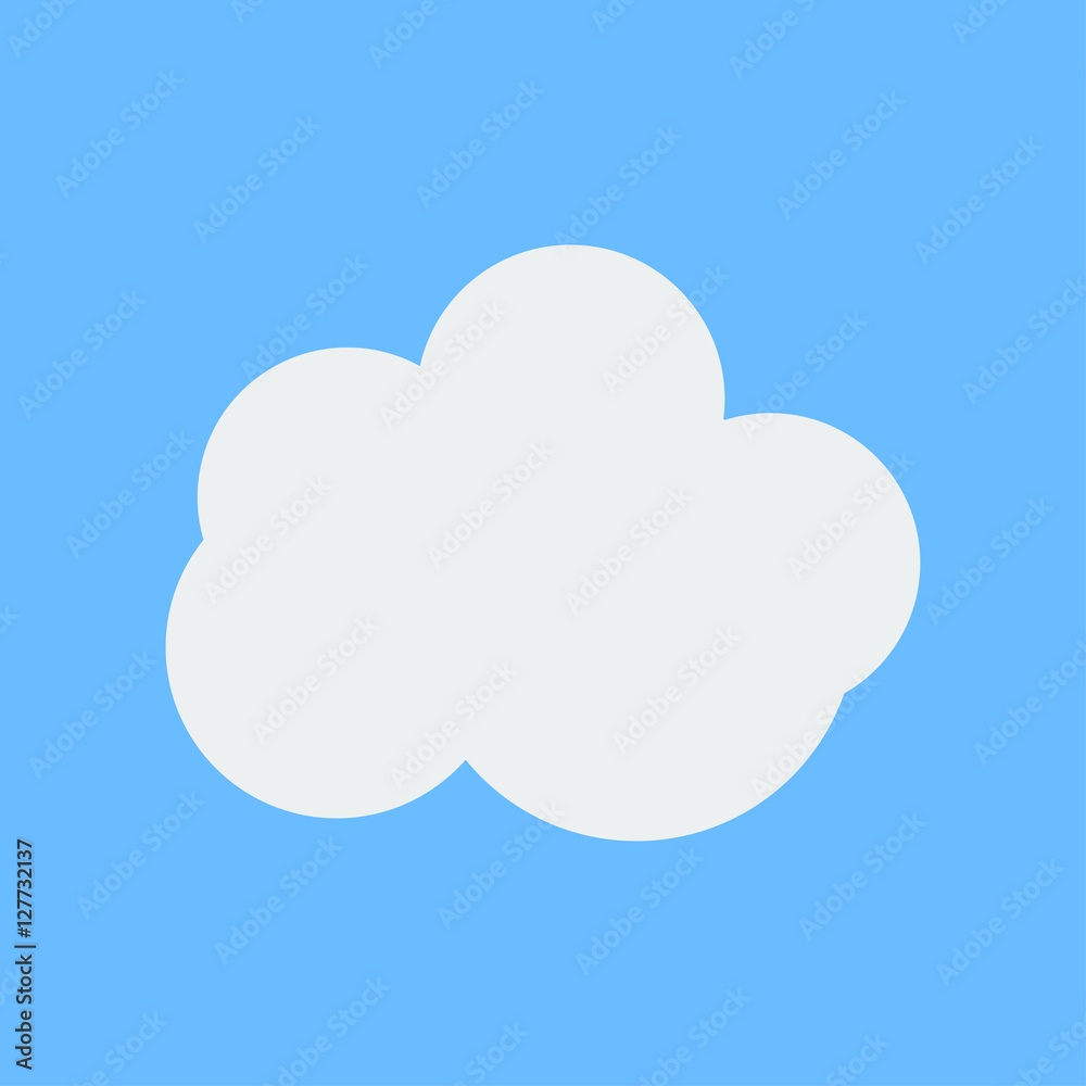 flat white cloud weather icon on cyan background