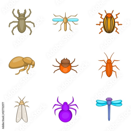 Insects icons set. Cartoon illustration of 9 insects vector icons for web © ylivdesign