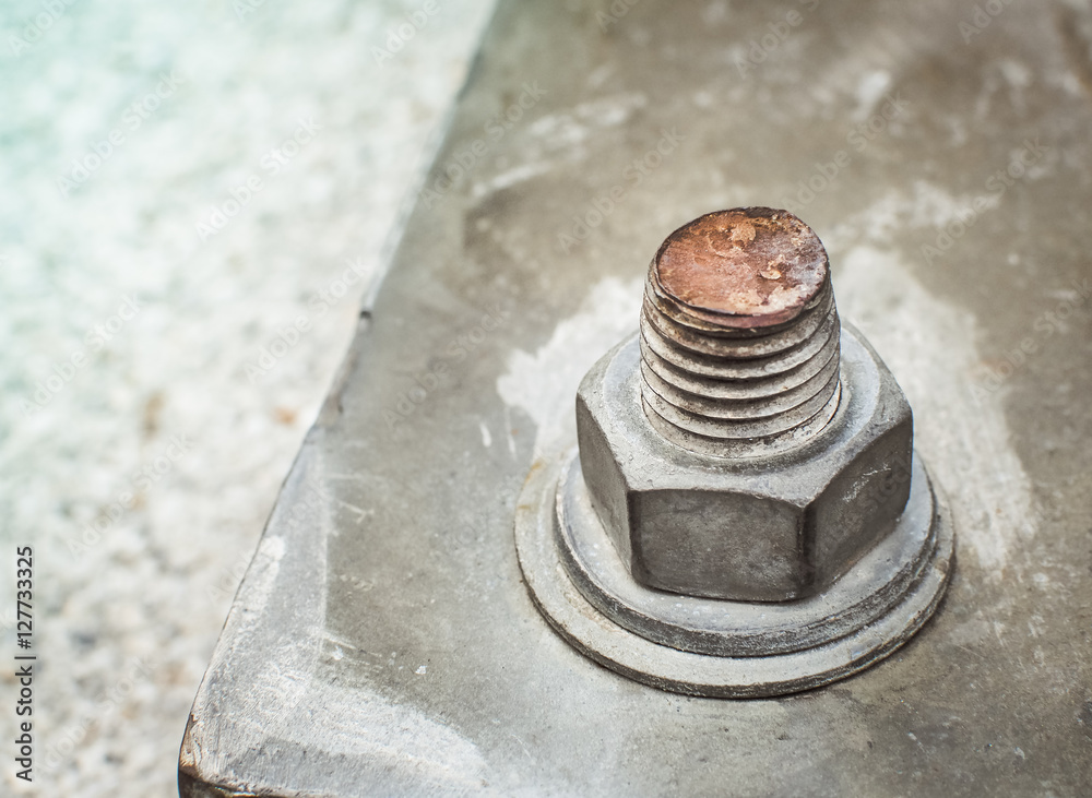 Rusty nut and bolt with place your text, Selective focus Rusty nut and bolt with place your text, Selective focus