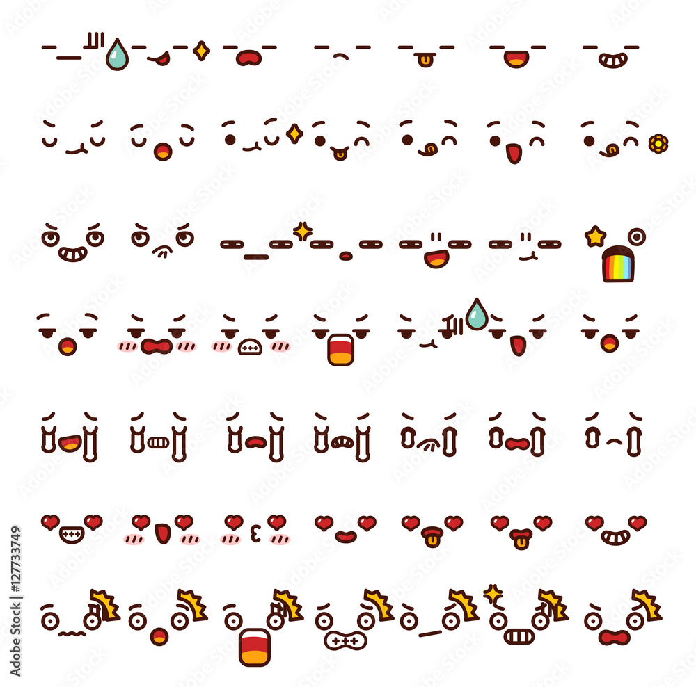 Collection of cute lovely emoticon emoji Doodle cartoon face, ha Collection of cute lovely emoticon emoji Doodle cartoon face, ha
