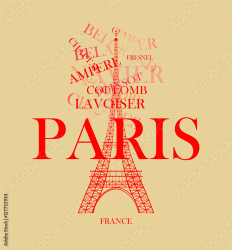 Eiffel tower - Paris - inscriptions on the tower, the builders and celebrities of the time