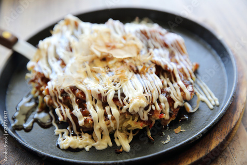 Japanese food okonomiyaki , Japanese pizza photo