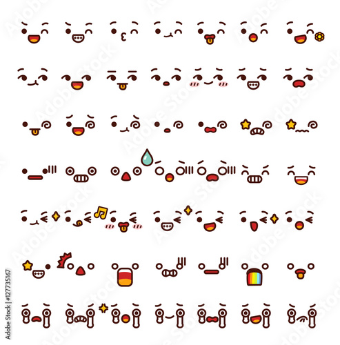Collection of cute lovely emoticon emoji Doodle cartoon face , s
