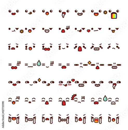Collection of cute lovely emoticon emoji Doodle cartoon face , s