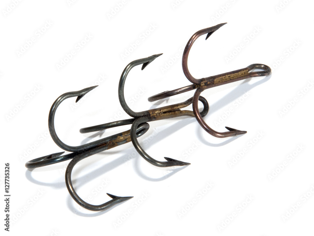 Fishing hooks isolated on a white background Fishing hooks isolated on a white background