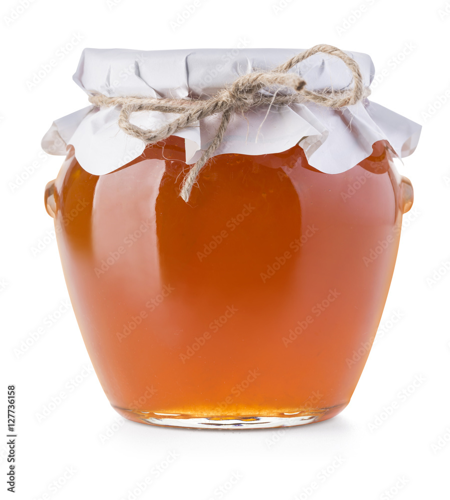 Pot of jam on white Stock Photo Adobe Stock
