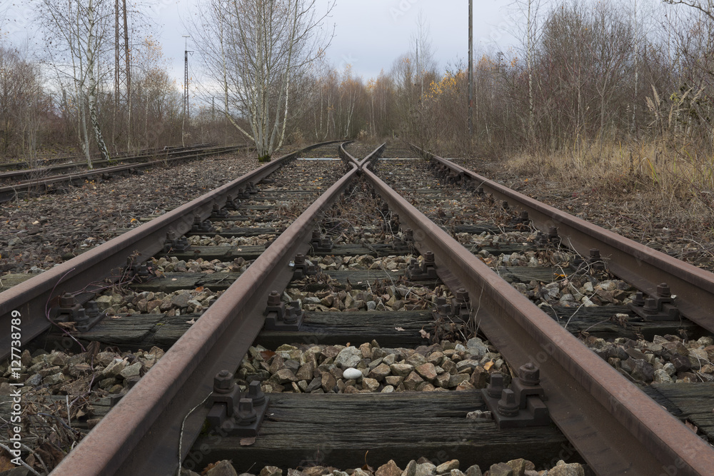 Fototapeta premium Eisenbahnschienen im Herbst