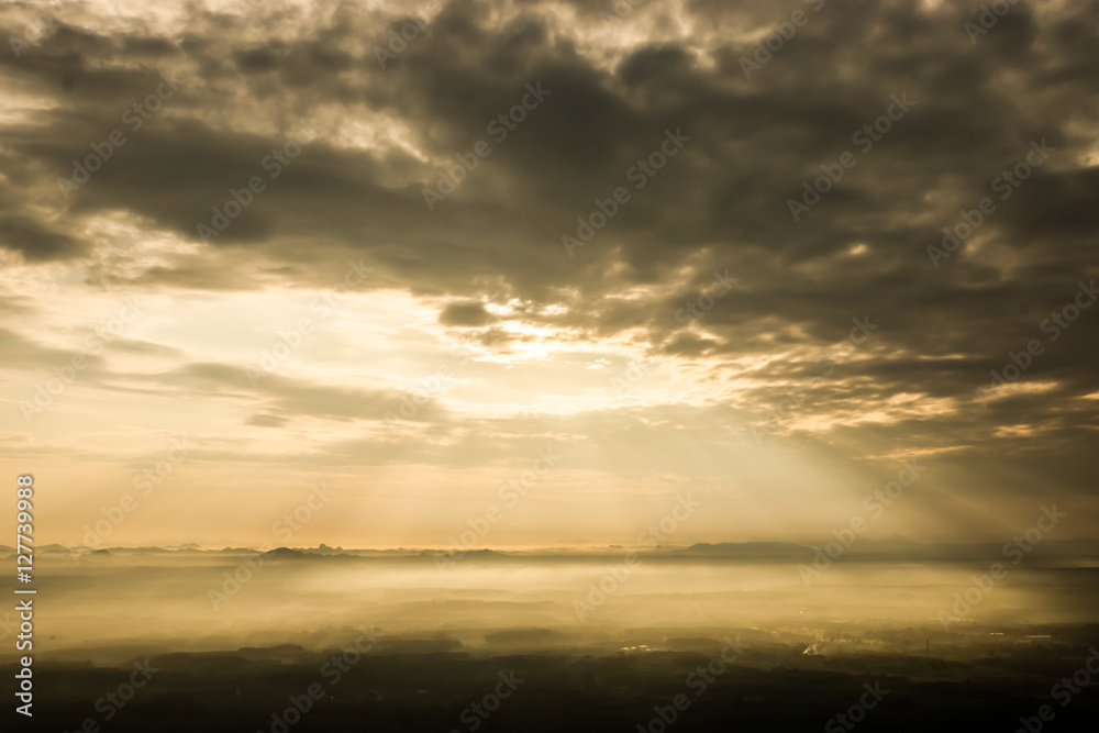 Mountain and mist, Thailand.