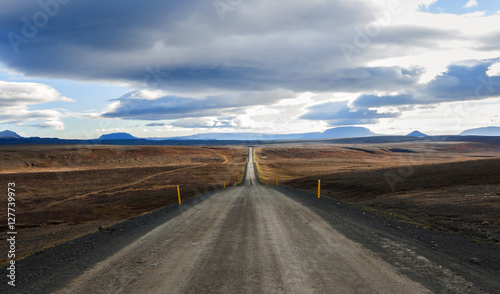 Endless road through desert, Iceland