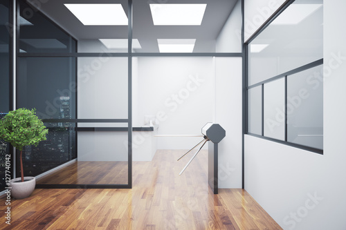 Clean interior with turnstile and reception