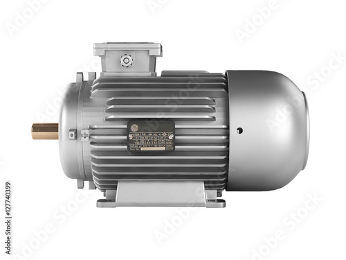 Electric motor without shadow isolated on white background 3d