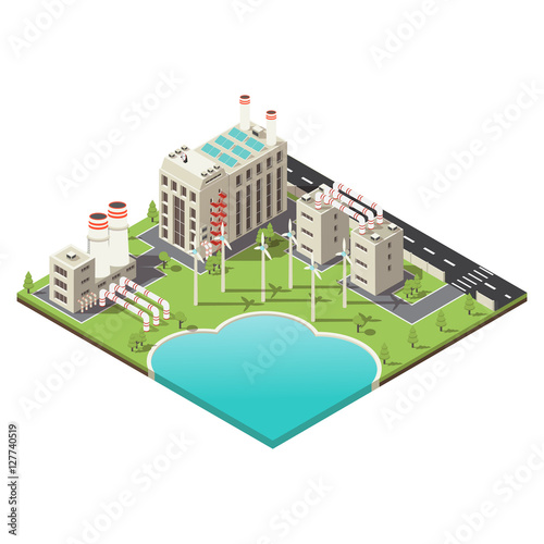Colored Factory Territory Isometric