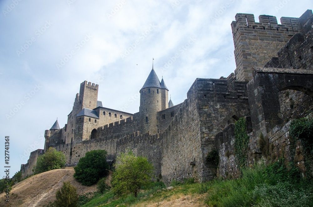 Dramatic view of the medieval city of Carcassonne
