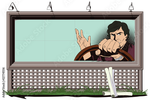 Man driving a car. Poster for your brand.