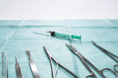 surgical instruments on operation table photo