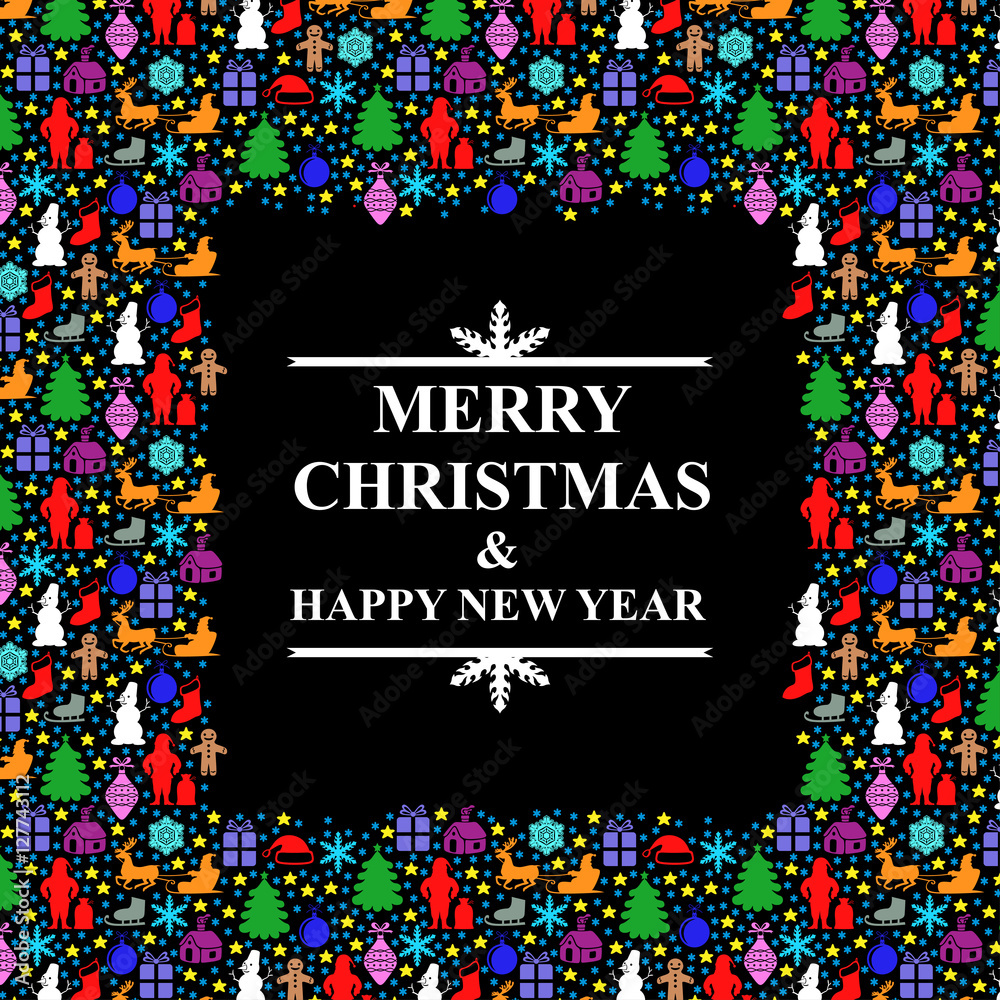 Christmas multicolor greeting frame Christmas multicolor greeting frame