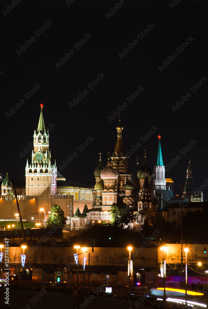 Night view of towers of the Moscow Kremlin