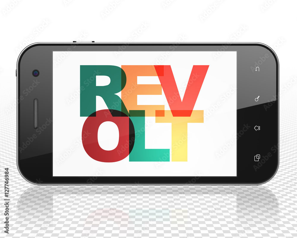 Politics concept: Smartphone with Revolt on display Politics concept: Smartphone with Revolt on display