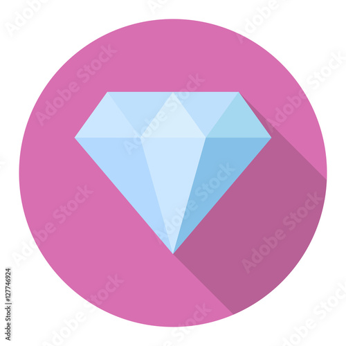 Diamond long shadow flat icon vector illustration.