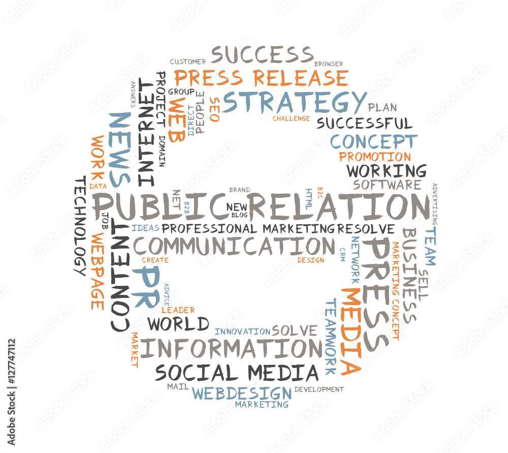 Public Relation word cloud shaped as a circle