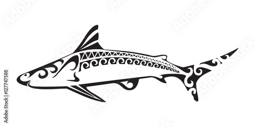 Ornamental shark tattoo