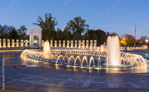 Night at the World War Two Memorial Washington Monument District