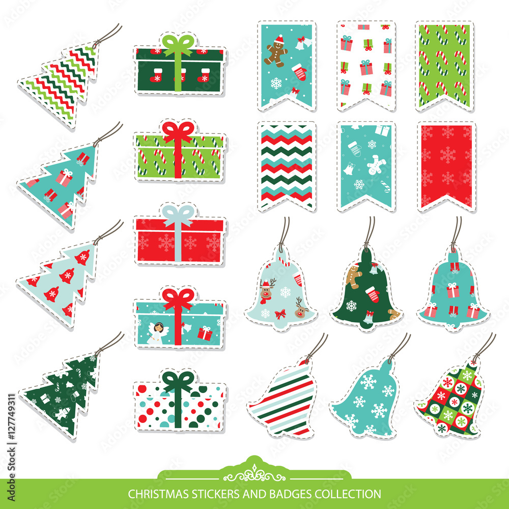Christmas stickers and labels set. Christmas stickers and labels set.