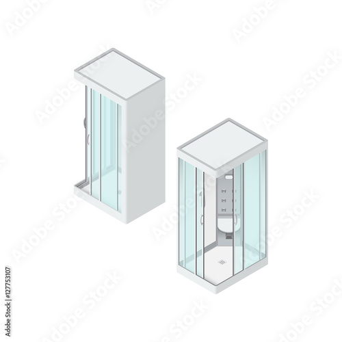 shower cabin Isometric Vector Illustration