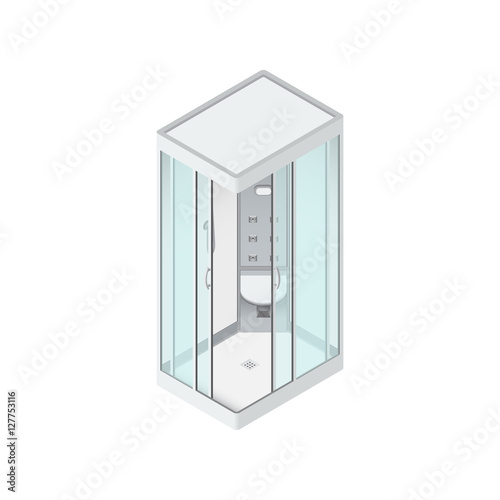 shower cabin Isometric Vector Illustration