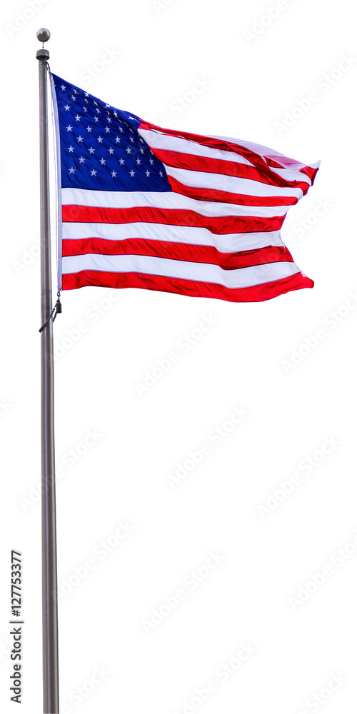 Obraz premium Flag of the United States of America, isolated on white Background