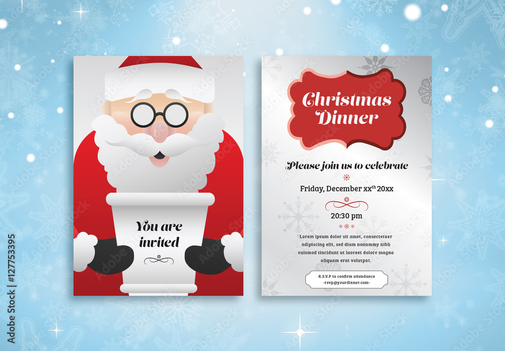Christmas Dinner Invitation Layout Stock Template | Adobe Stock
