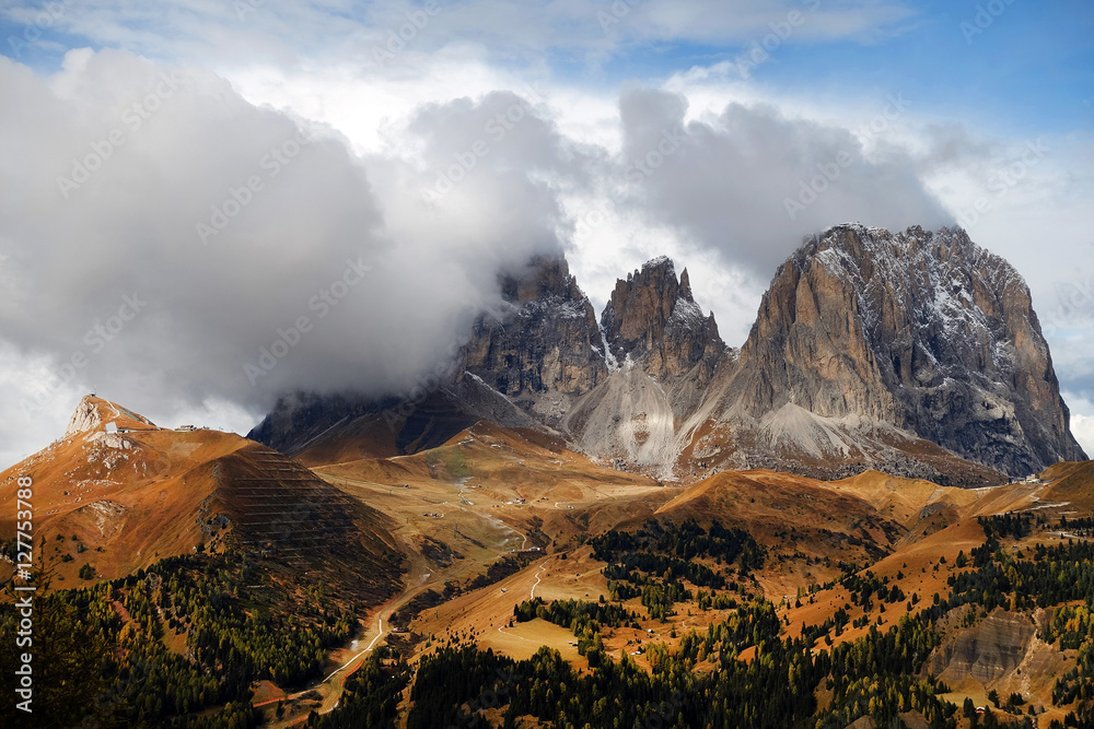 Alpine landscape in Val Gardena, Dolomites, Italy
