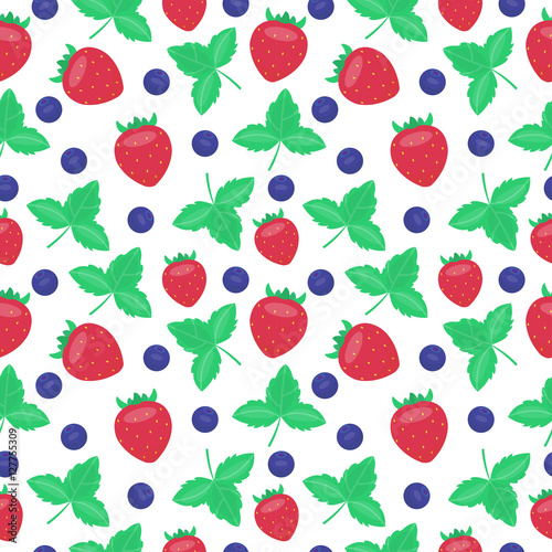 berries Strawberry seamless patterns vector