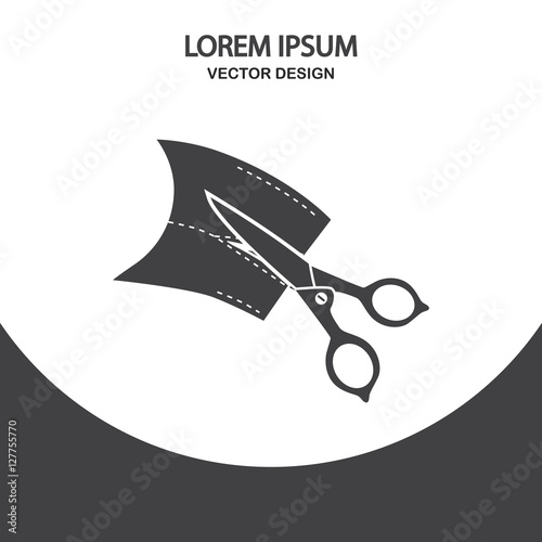 Scissors cut cloth icon. Simple design for web and mobile