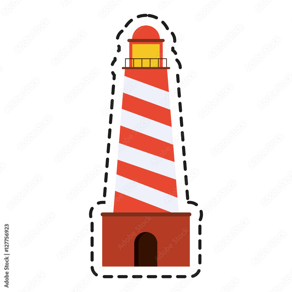 Lighthouse icon. Summer vacation tropical relaxation outdoor and nature theme. Isolated design. Vector illustration